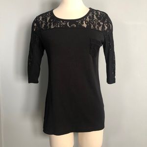 Women’s Ellen Amber Black 3/4 Length Sleeve Top